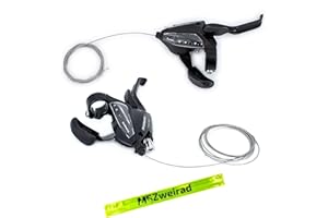 MSZWEIRAD 1 paire de leviers de frein Shimano ST-EF500-2 gauche (3 vitesses) droite (8 vitesses) V-Brake avec câbles de commutation et bande réfléchissante MSDeux-roues