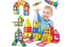 GLADTOP Blocs de construction magnétiques 45 pièces pour enfants à partir de 2, 3, 4, 5, 6, 7, 8 ans, jouets éducatifs pour enfants, jouets de construction