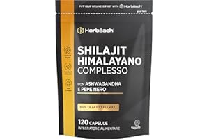 HORBÄACH Shilajit Himalayano Puro Capsule | 1500 mg | 60% di Acido Fulvico | 120 Capsule Vegane | Integratore Alimentare di Estratto di Shilajit dalla Fonte Himalayana | Shilajit Complex | Horbaach
