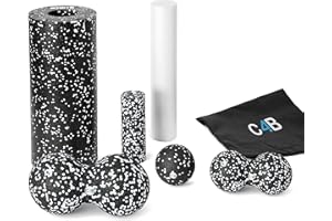 CLUB4BRANDS c4b EPP Massage Roller | Medium-Hard Foam Roller | 7-Piece Fascia Set | Massage Foam Rollers & Balls for Effective Deep Muscle Tissue Training | Incl. Nylon Gym Bag | Back Massage Foam Roller