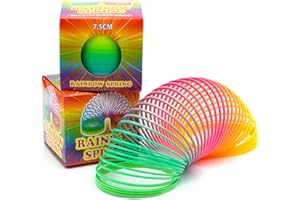 L + H WORLD Regenbogenspirale groß XXL im 2er Set | Premium QUALITÄT | Ø 7 cm | magische Bunte Treppenläufer Slinkys in Neonfarben geeignet für Kindergeburtstag als Mitgebsel für Mädchen & Jungen