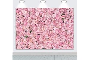 BINQOO 7x5ft Pink Rose Wall background mother's day Wedding Pink Flowers Backdrops Girls Birthday Party Bridal Shower Anniversary Ceremony Decor