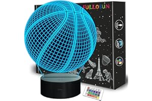 FULLOSUN Basketball 3D Night Light Birthday Gift Lamp, Light Up Basketball Gifts 3D Illusion Lamp with Remote Control 16 Colors Changing Sport Fan Room Decoration Kids Room Idea