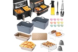 ENSINE Accessoires Air Fryer pour Ninja Double Zone AF400EU, AF500EU, 9L-10.4L Friteuse à Air,avec Moule Silicone, Moule Gate
