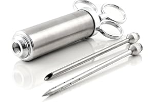 BBQ-Toro Edelstahl Bratenspritze | Marinierspritze mit 2 Nadeln | Marinadenspritze für Fleisch, Fleischspritze | Pökelspritze, Geflügelspritze, Grillspritze | Kochspritze, Grillzubehör, Küchenspritze