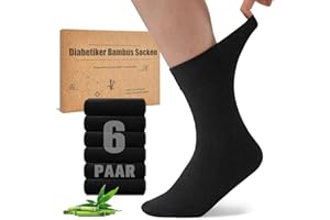 Niorasen Bambus Diabetikersocken, 6 Paar Diabetiker Socken ohne Gummibund & ohne Naht, Bambussocken Gesundheitssocken mit Komfortbund für Herren & Damen