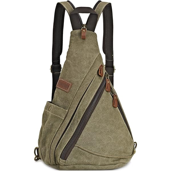 VARLIVOO Sling Bag voor heren Borsttas Dames Schoudertassen Crossbody Tas Reizen Wandelen Bergbeklimmen Camping Fietsen School Canvas Dagrugzak Sling RugzakBruin