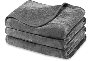 Baodan Dog Blankets Washable Soft Fleece, 80x60 cm Puppy Blankets for Medium Large Dogs and Cats, Cozy and Warm Pet Throw Blanket - Dark Grey