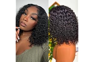 TMBITTO Bob Wig Parrucca Capelli Umani Naturale Bob Parrucca Riccia 4X4 Curly Lace Front Human Hair Wigs Capelli Veri umani Brasiliani Vergini Parrucca Donna Glueless Pre Plucked with Baby Hair 12 inch