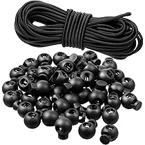 20 Morsetti Per Cordoncini Da 4mm | Nero, In Plastica Con Molla In