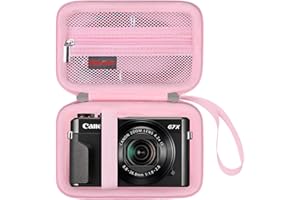 Elonbo Carrying Case for Canon PowerShot G7 X Mark III/ G7 X Mark II/ G7X/ SX740/ SX730 HS Digital Camera, 4K Vlogging Camera Travel Bag, Mesh Pocket fits Batteries and Charging Cable. Pink