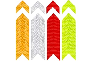 Ymapinc 48PCS Reflective Stickers - High-Visibility Arrow Safety Stickers for Helmet, Mailbox, Bike, Car - Waterproof PVC Warning Decals in 4 Colors