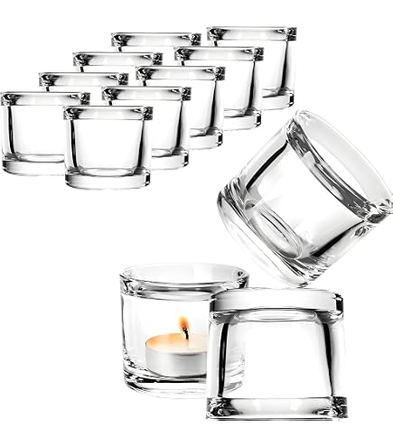 Produktbild von Teelichthalter Set 8 Stück - Quadratische Glas Halter 5,2cm Für Romantische Stimmung