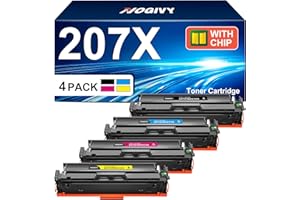 NOGIVY 207X Toner Set mit Chip Kompatibel für HP 207X 207A Toner für Color Laserjet Pro MFP M283fdw Toner für M255dw M282nw M283fdn W2210X W2211X W2212X W2213X (Schwarz Cyan Yellow Magenta, 4er-Pack)