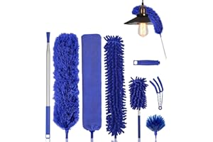 Bixury 8 Piezas Plumero Atrapapolvo Microfibra Duster Limpieza Plumero Telescópico Extensible 280 cm para Limpieza Techo Telarañas Ventiladores