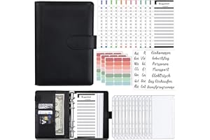 KIHONI Binder Budget Planner - Organizer per denaro, formato A6, con 12 tasche, 12 fogli di budget in tedesco, per viaggi, diario e regalo