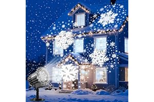 Asstikoo Proiettore di Natale per esterni, 9 W luminoso LED fiocco di neve, lampada di proiezione impermeabile (neve)