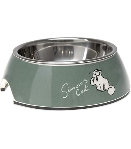 Ciotola Gatti Simons Cat - 160ml, Grigio Chiaro, Con Inserti Inox E Antiscivolo