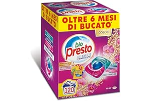 Bio Presto Power Caps Color - Lessive pré-dosée en capsules pour vêtements colorés, lot de 2 boîtes de 60 lavages (120 lavages)