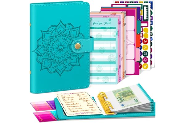 A6 budget Planner classeur de budget, livre de famille Envelope, Planner Money book avec films pour le planificateur financier Saving folder-bleu sans calendrier