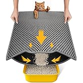 Conlun Cat Litter Mat 60 x 46 cm, Double Layer, Waterproof, Urine Resistant, Washable, Non-Slip Rug Areia Cats, Grey