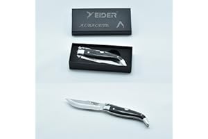 EIDER Navajas de Albacete, Navaja de Albacete, Navaja albacete, Navaja, Cuchillo plegable, Navajas de bolsillo, Navajas pequeñas, Navajas artesanas hechas a mano, Navaja asta de ciervo, (MIKARTA-NEGRA)