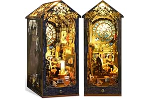 Quanquer DIY Book Nook Kit – DIY Puppenhäuser Miniatur Haus Kit mit Möbeln und LED-Licht, 3D Puzzle Buchstützen aus Holz, Modellbausätze für Erwachsene zum Bauen