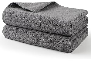 HOMEXCEL Lot de 2 serviettes de séchage professionnelles en microfibre non pelucheuses, anti-rayures, très absorbantes 78,7 x 61 cm, gris