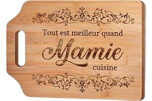 GIFTASY Cadeau Mamie, Cadeau Grand Mere Noel - Planche à Découper en Bambou Gravée, Cadeau Anniversaire Mamie, Cadeau Grand Mere Cuisine, Idee Cadeau Fete des Grand Mere Original (31,2 × 22,0 × 1,0 cm)