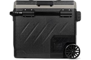 Steamy-E Dual Zone 61 Roller, Nevera de compresor portátil eléctrica con Ruedas, 58 litros, Negro, 12V / 230V, para Congelar y Enfriar de -20°C a +20°C, Ideal para Camping
