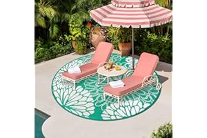 Homcomodar Round Outdoor Rug 180cm Large Patio Rug Reversible Mats Plastic Straw Rug UV Resistant Camping Mat Waterproof Outdoor Patio Rug for Outdoor Balcony(Green)