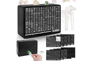 ‎KKLUNO Kkluno Spardose, Sparbox mit Ziel, Sparbox mit Zahlen, Spardose Zum Ankreuzen, Sparschwein mit Sparziel, Spardose €500 €800 €1,000 €2,000 €3,000 €4,000 €5,000 Euro, Keine Montage Erforderlich