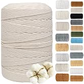 DXRPO Macrame Thread 3 mm x 300 m, 4 Strands Soft Cotton Macrame Cord, Macrame Thread 3 mm, Macrame Curtains, Macrame Pendant