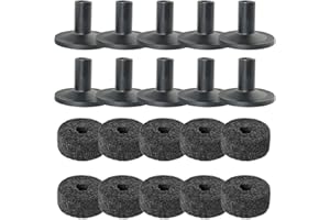 MEETOOT 10 Sets Beckenständer Filz Unterlegscheibe Kit Kunststoff Trommel Beckenständer Hüllen Trommel Zubehör Schwarz
