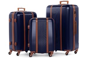 FERGÉ set di 3 valigie viaggio MILANO - bagaglio rigido dure leggera 3 pezzi valigetta 4 ruote blu