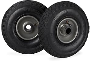 Relaxdays säckkärrhjul i set om 2, 3,00-4, luftdäckat komplett hjul med stålfälg, 25 mm axeldiameter, svart