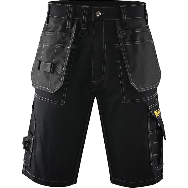 Men Pro Builder Work Shorts Black Heavy Duty Safety Combat | INDIA - View #3