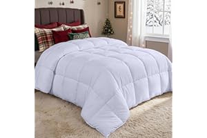 Utopia Bedding Double Duvet For All Seasons 7.5 Tog with Corner Tabs - Microfiber Soft - Box Stitched Down Alternative Quilt (Double, White)
