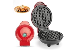 RANJIMA Mini Electrique Gaufrier, Waffle Maker, Machine à Gaufres, Revêtement Anti-adhésif Petit Déjeuner Rapide, Appareil à Gaufre pour Anniversaires d'enfants, Fêtes de Famille, DIY Baking