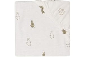 Jollein 511-507-67093 Happy Miffy Olive - Sábana Bajera Ajustable (60 x 120 cm), Color Verde Oliva