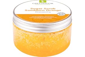 Greendoor Azúcar Scrub Espino amarillo Naranja, azúcar Peeling sin Plástico, 230g de la manufactura de cosmética natural
