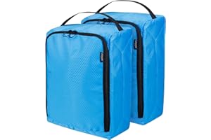 GLOPPIE Shoe Bags for Travel, Shoe Storage Bag Space Saving, Waterproof Shoe Pouch with Top Handle, Portable Shoe Carrier Bags for Men Women Daily Use, Shoes Packing Cube for Business Trip (Blue) 2 Pcs