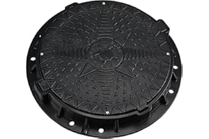 BABYLONPLAST Schachtabdeckung Kanaldeckel Ø600/800 Belastbar bis 12,5 t (125 kN) Kunststoff Schachtdeckel Rund für Kanal B125 Belastbarkeit Frost und Hitzebeständig Sicherungssystem EN - 124 (Schwarz)