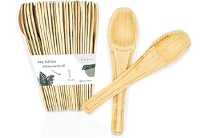 wisefood Lot de 25 cuillères jetables en feuille de palmier de 15 cm - Couverts jetables biodégradables - Couverts jetables idéaux comme cuillères à soupe ou couverts de fête