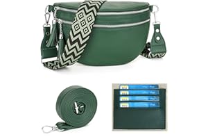 LANXINGLUO umhängetasche Damen gross Bauchtasche Damen stylisch crossbody bag Damen breiter Gurt，Mit Kreditkartenfach und 2 Schultergurten B-Grün