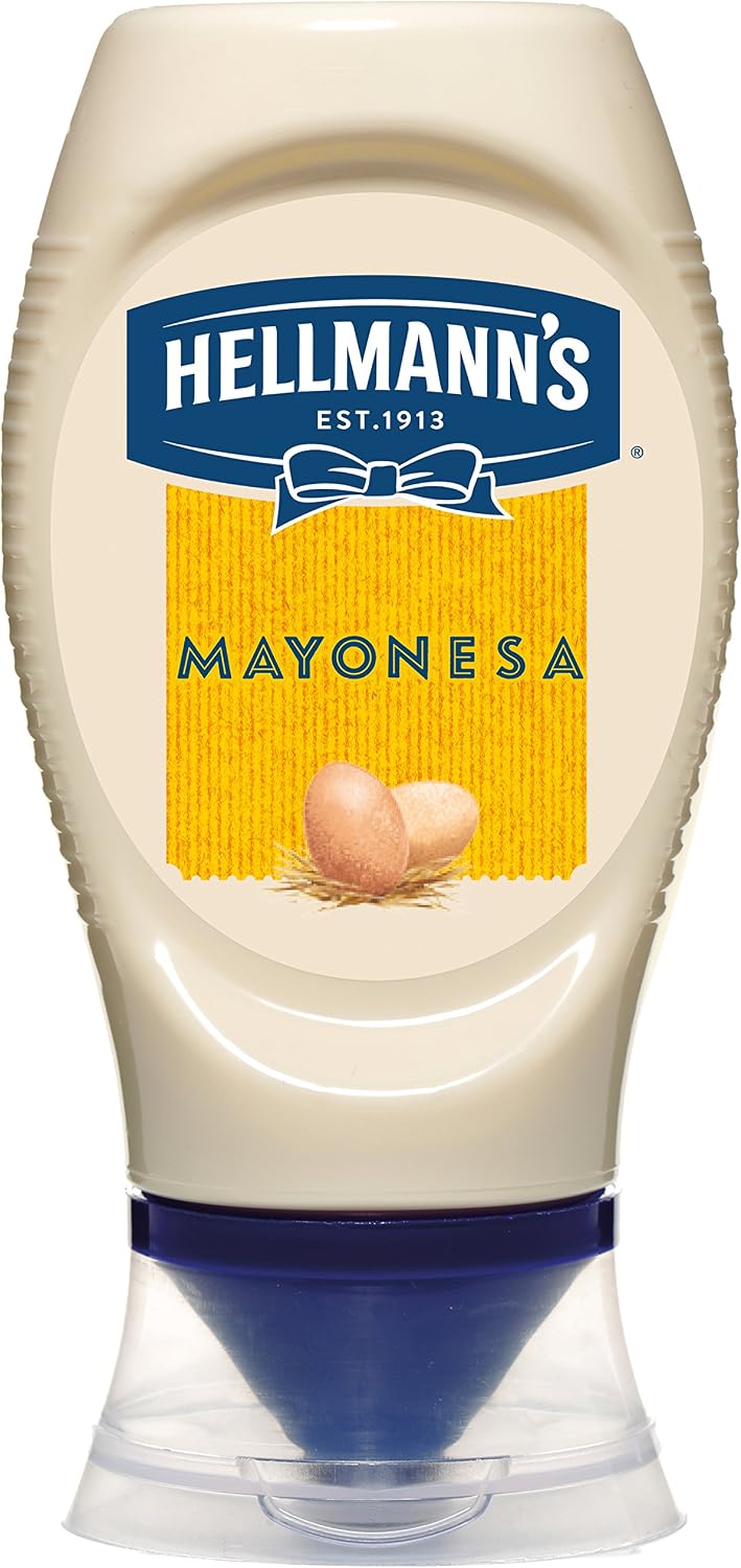 Hellmann's - Mayonesa en Bote Dispensador Gran con Huevos 100% de Corral, 250 ml (Pack de 1)