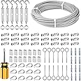TooTaci 3mm Wire Rope Kit, 30M PVC Coated Steel Cable - M5 Turnbuckles, 304 Stainless Steel Garden Wire for Plant Support, Picture Hanging, Outdoor Lights