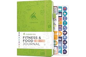 Clever Fox Journal de fitness et alimentaire – Planificateur de nutrition et d'entraînement pour homme et femme – Carnet de notes d'exercices de régime et de gym avec calendriers, suivi de régime et