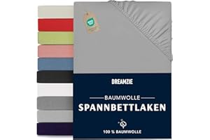 Dreamzie - Spannbettlaken 120x200cm - Baumwolle Oeko Tex Zertifiziert - Grau - 100% Jersey Spannbetttuch 120x200