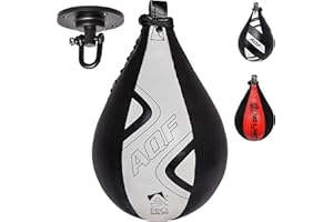AQF Punching Ball Adulte Sac de Boxe en Cuir avec Fixations Kit d'entraînement Poire de Vitesse MMA et Pivotant Rotule Plafond